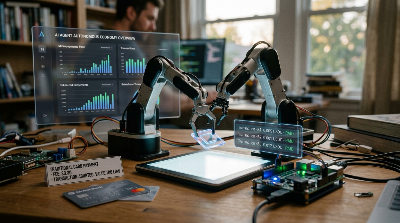 Agenci AI coraz częściej płacą za usługi bez udziału człowieka — i robią to stablecoinami, nie kartą. Wyjaśniamy protokoły x402, Google AP2 i Visa oraz co ten kierunek oznacza dla małej firmy.
