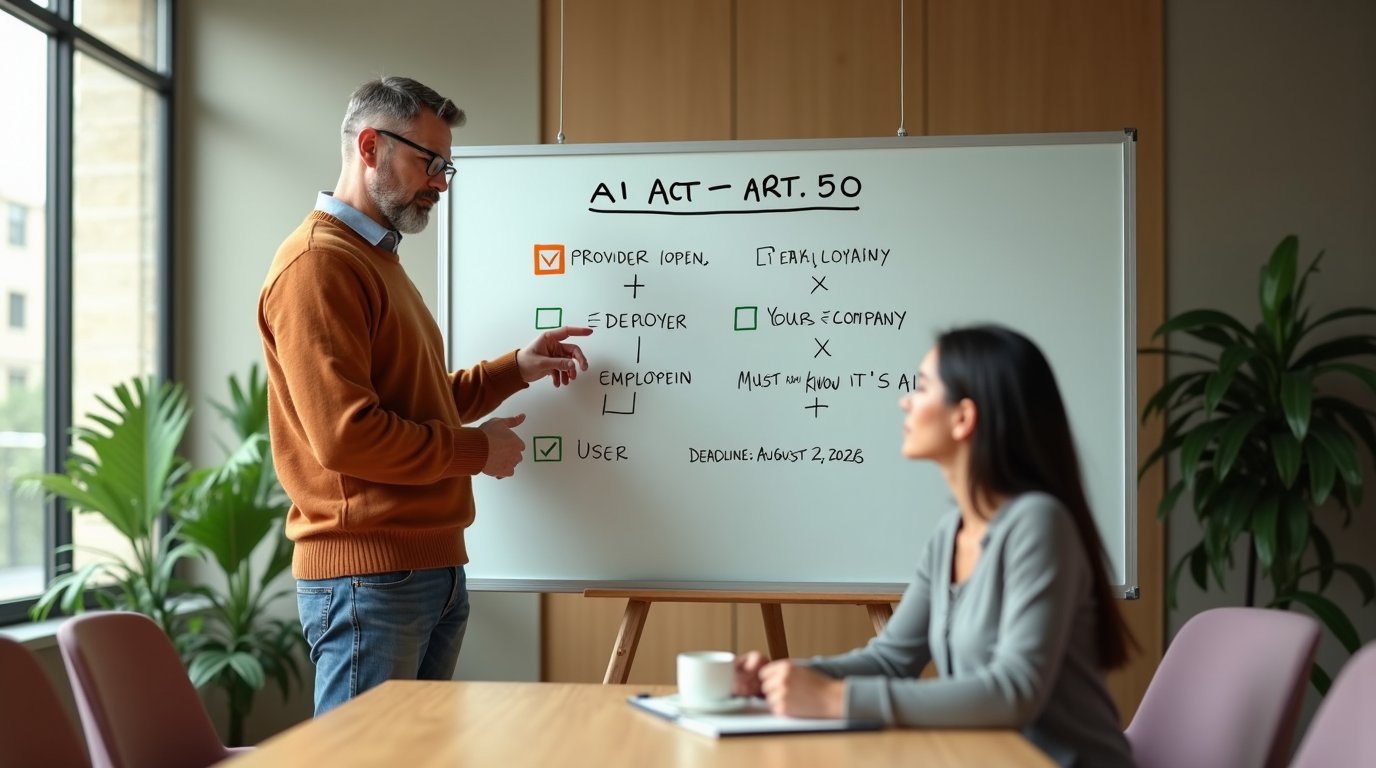 AI Act Art. 50 — co MŚP musi oznaczyć i ujawnić przed 2 sierpnia 2026