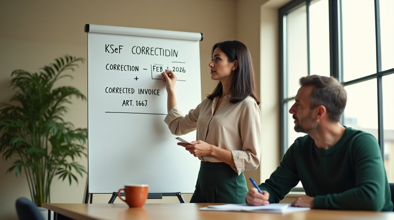 Korekta faktury w KSeF 2026 — jak poprawić błąd na e-fakturze bez noty korygującej