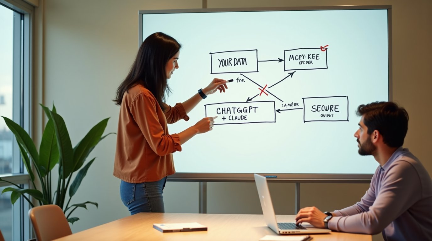 Model Context Protocol (MCP) to nowy otwarty standard, który pozwala asystentom AI sięgać do Twoich danych firmowych — kalendarza, Drive'a, bazy zamówień. Wyjaśniamy, co już działa, gdzie czyhają realne pułapki bezpieczeństwa i kiedy warto wdrożyć MCP w małej lub średniej firmie.